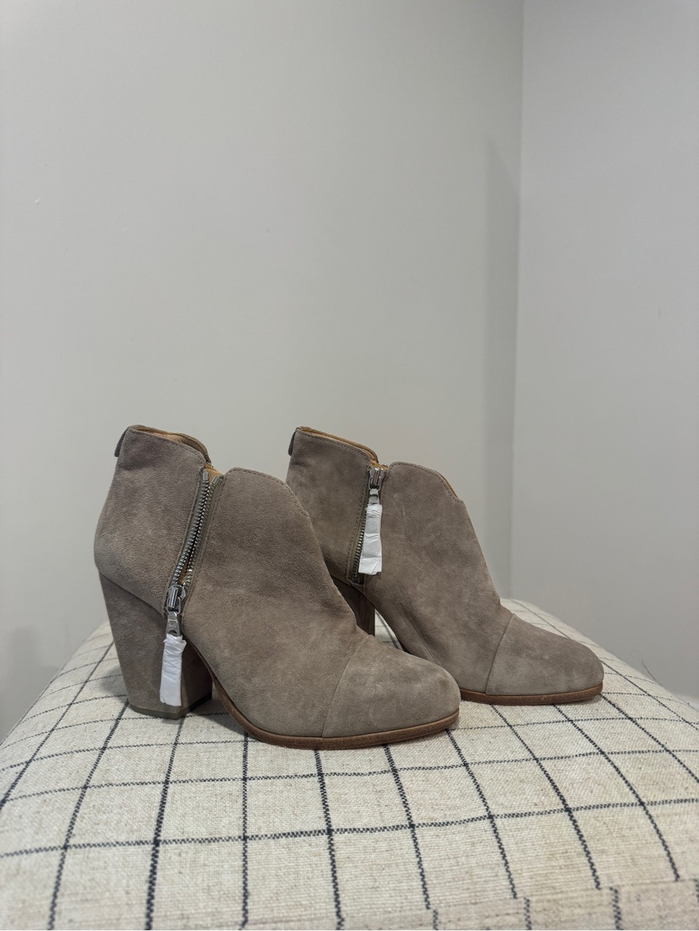 rag & bone Suede Ankle Booties in Taupe - Women's Fashion Boot 38.5